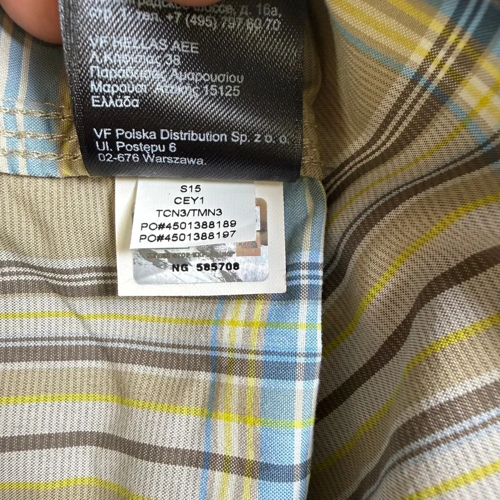The North Face Button Up Shirt Mens L Pacific Coast Plaid Short Sleeve Hiking
